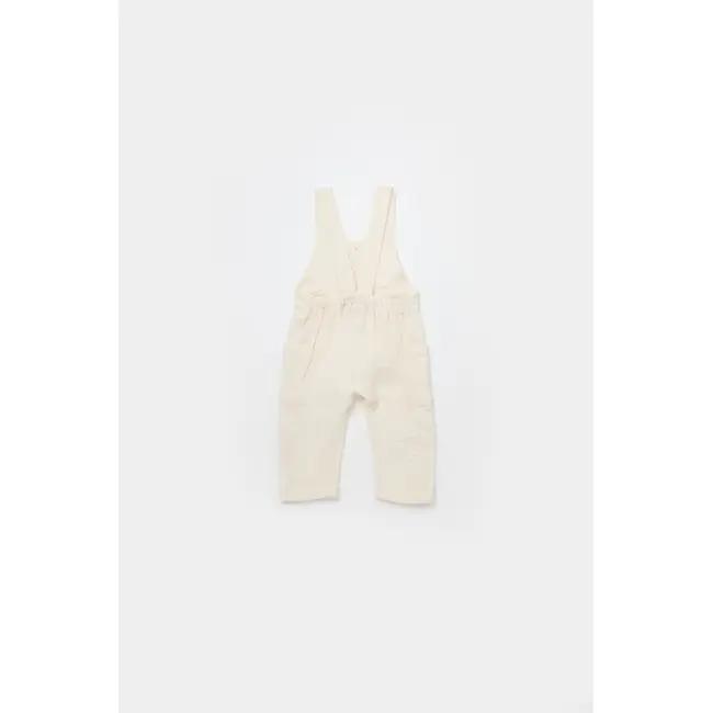 Salopeta de vara cu buzunare din muselina, BabyCosy, 100% bumbac organic, ecru (Marime: 3-6 Luni) JEMBC-CSYM7009-3
