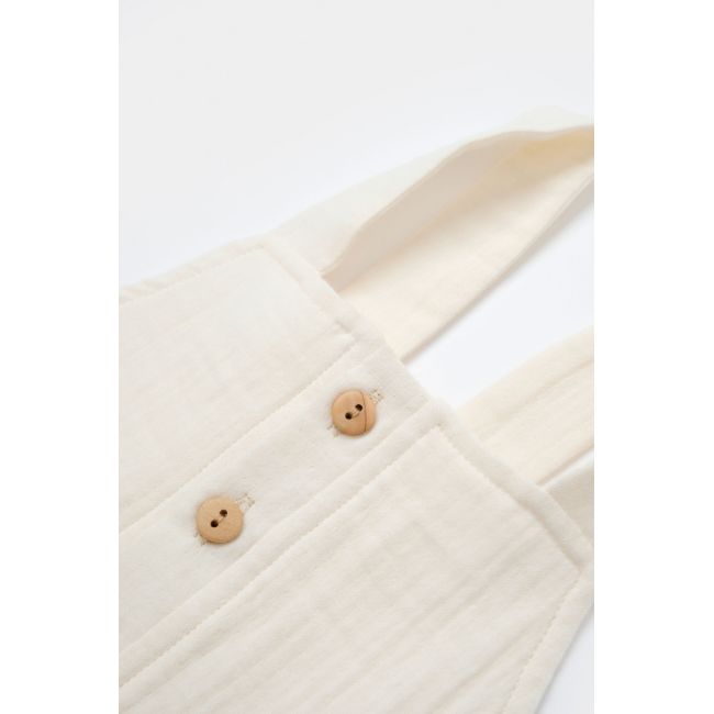 Salopeta de vara cu buzunare din muselina, BabyCosy, 100% bumbac organic, ecru (Marime: 6-9 luni) JEMBC-CSYM7009-6