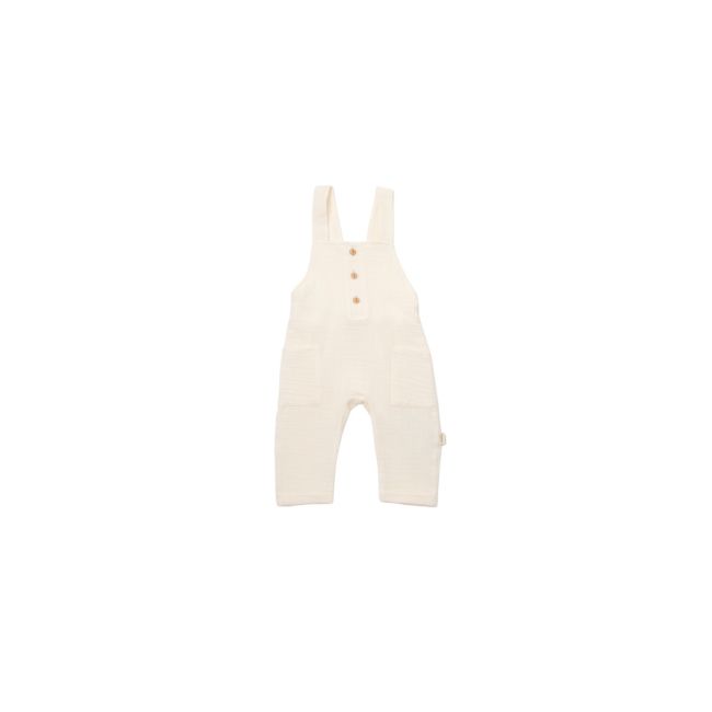 Salopeta de vara cu buzunare din muselina, BabyCosy, 100% bumbac organic, ecru (Marime: 6-9 luni) JEMBC-CSYM7009-6