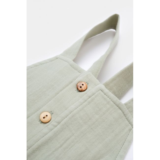 Salopeta de vara cu buzunare din muselina, BabyCosy, 100% bumbac organic, verde (Marime: 12-18 Luni) JEMBC-CSYM7011-12