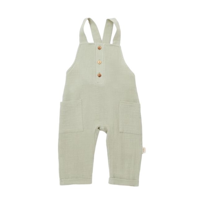 Salopeta de vara cu buzunare din muselina, BabyCosy, 100% bumbac organic, verde (Marime: 6-9 luni) JEMBC-CSYM7011-6