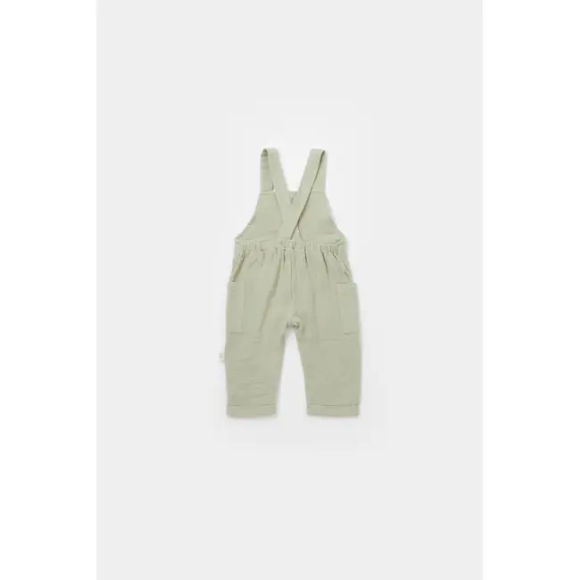 Salopeta de vara cu buzunare din muselina, BabyCosy, 100% bumbac organic, verde (Marime: 9-12 luni) JEMBC-CSYM7011-9