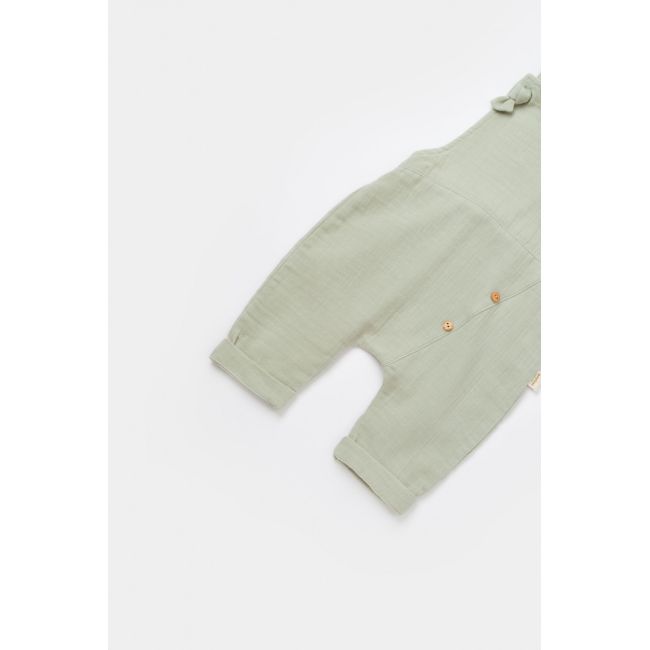 Salopeta de vara cu pantaloni lungi din muselina, BabyCosy, 100% bumbac organic, verde (Marime: 12-18 Luni) JEMBC-CSYM7008-12