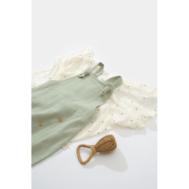 Salopeta de vara cu pantaloni lungi din muselina, BabyCosy, 100% bumbac organic, verde (Marime: 12-18 Luni) JEMBC-CSYM7008-12