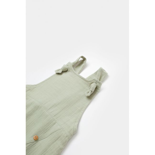 Salopeta de vara cu pantaloni lungi din muselina, BabyCosy, 100% bumbac organic, verde (Marime: 6-9 luni) JEMBC-CSYM7008-6