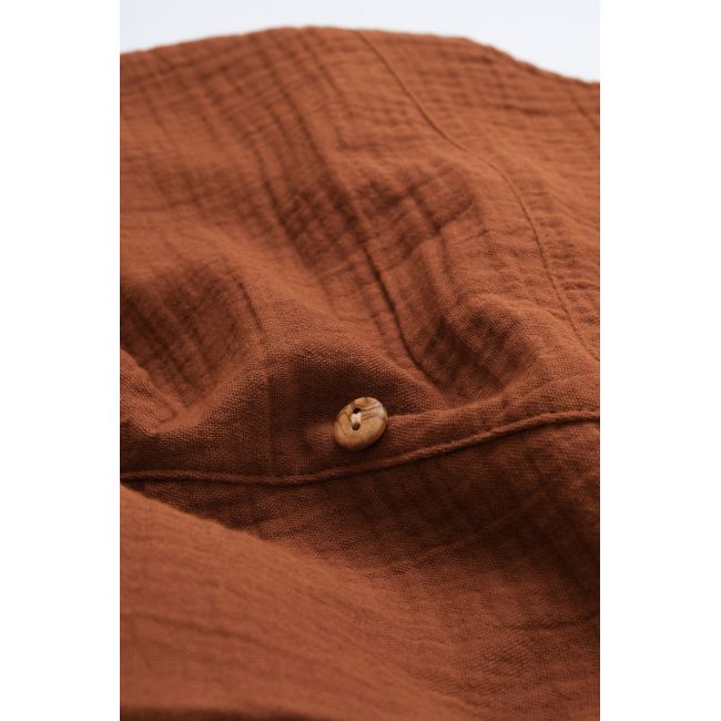 Salopeta de vara cu pantaloni lungi din muselina, BabyCosy, 100%bumbac, caramiziu (Marime: 3-6 Luni) JEMBC-CSYM7007-3
