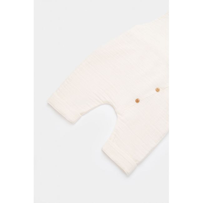 Salopeta de vara cu pantaloni lungi din muselina, BabyCosy, 100%bumbac, ecru (Marime: 18-24 Luni) JEMBC-CSYM7006-18