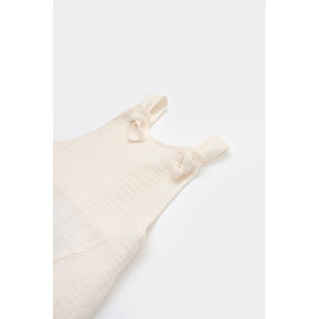 Salopeta de vara cu pantaloni lungi din muselina, BabyCosy, 100%bumbac, ecru (Marime: 3-6 Luni) JEMBC-CSYM7006-3