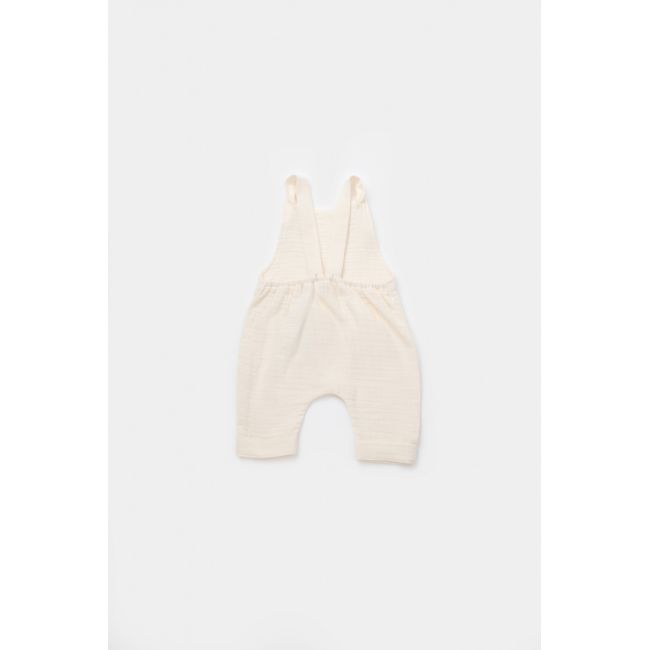 Salopeta de vara cu pantaloni lungi din muselina, BabyCosy, 100%bumbac, ecru (Marime: 3-6 Luni) JEMBC-CSYM7006-3