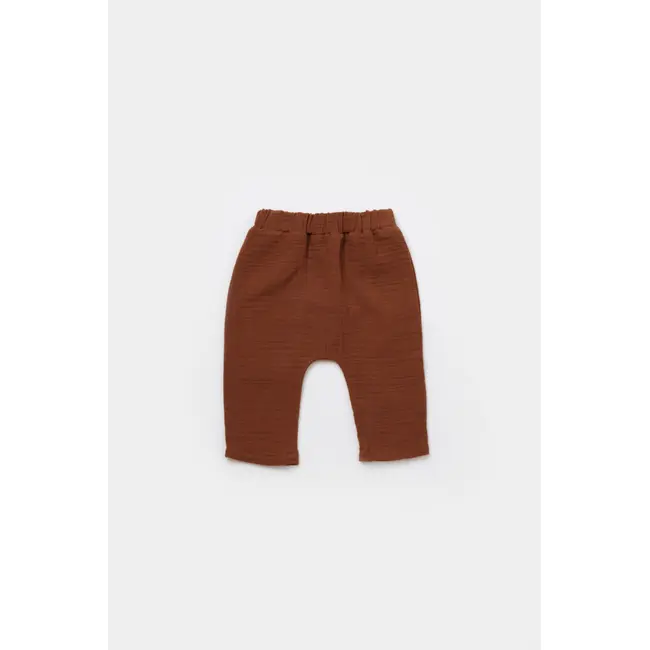 Set bluzita petrecuta si panataloni lungi din muselina, Baby Cosy, 100% bumbac organic, Caramiziu (Marime: 18-24 Luni) JEMBC-CSYM7013-18