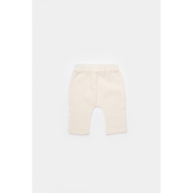 Set bluzita petrecuta si panataloni lungi din muselina, Baby Cosy, 100% bumbac organic, Ecru (Marime: 12-18 Luni) JEMBC-CSYM7012-12