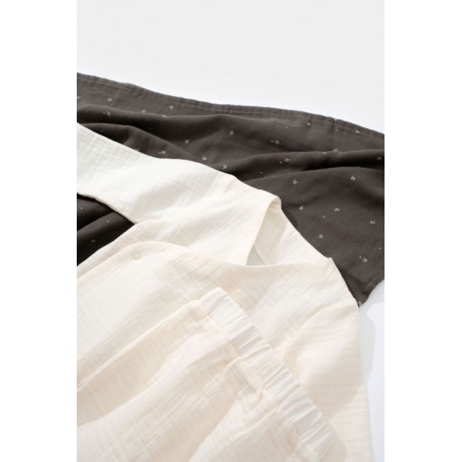 Set bluzita petrecuta si panataloni lungi din muselina, Baby Cosy, 100% bumbac organic, Ecru (Marime: 3-6 Luni) JEMBC-CSYM7012-3