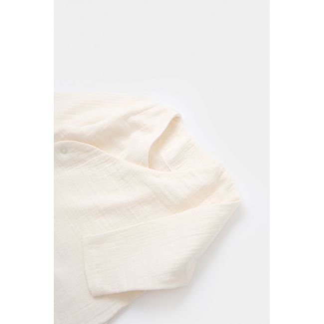 Set bluzita petrecuta si panataloni lungi din muselina, Baby Cosy, 100% bumbac organic, Ecru (Marime: 6-9 luni) JEMBC-CSYM7012-6