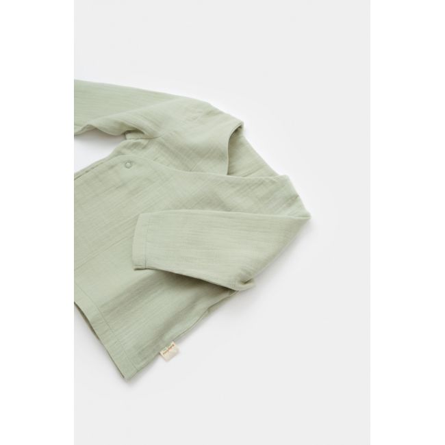 Set bluzita petrecuta si panataloni lungi din muselina, Baby Cosy, 100% bumbac organic, Verde (Marime: 12-18 Luni) JEMBC-CSYM7014-12