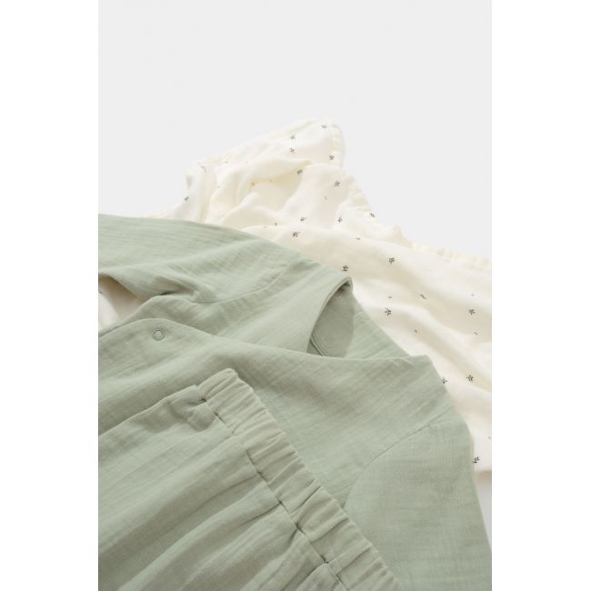 Set bluzita petrecuta si panataloni lungi din muselina, Baby Cosy, 100% bumbac organic, Verde (Marime: 18-24 Luni) JEMBC-CSYM7014-18