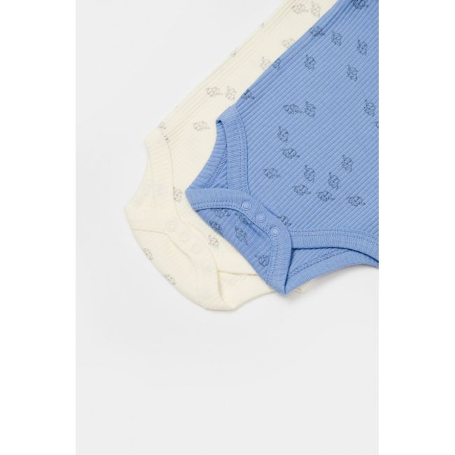 Set 2 body-uri Printed, BabyCosy, 50% modal+50% bumbac, Ecru/Lavanda (Marime: 3-6 Luni) JEMBC-CSYM11215-3