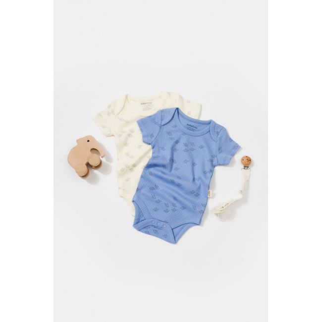Set 2 body-uri Printed, BabyCosy, 50% modal+50% bumbac, Ecru/Lavanda (Marime: 9-12 luni) JEMBC-CSYM11215-9