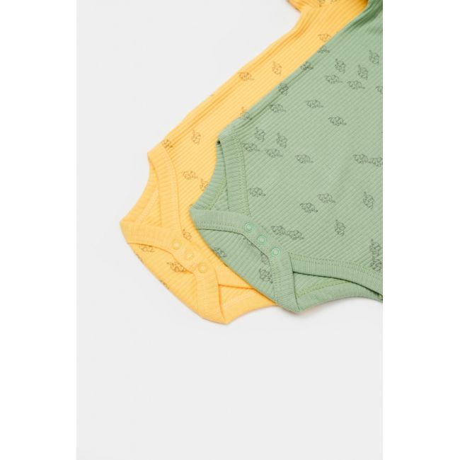 Set 2 body-uri Printed, BabyCosy, 50% modal+50% bumbac, Lamaie/Verde (Marime: 18-24 Luni) JEMBC-CSYM11216-18