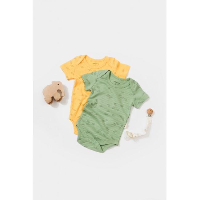 Set 2 body-uri Printed, BabyCosy, 50% modal+50% bumbac, Lamaie/Verde (Marime: 6-9 luni) JEMBC-CSYM11216-6