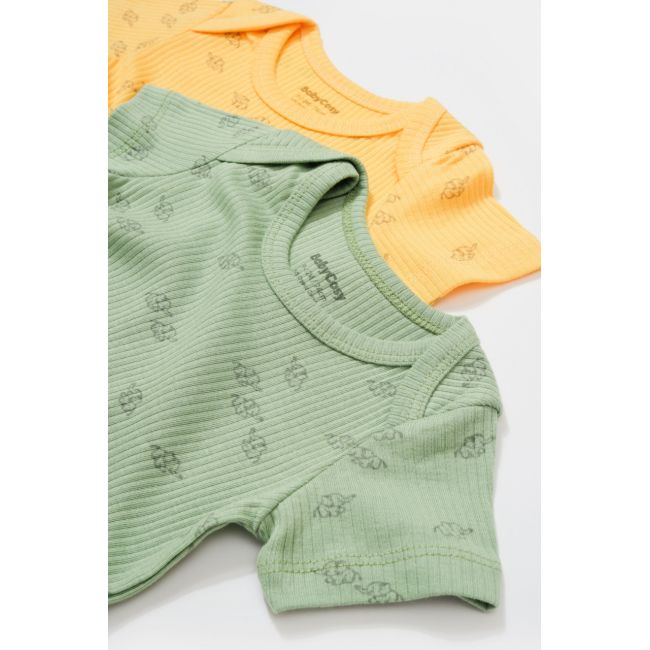 Set 2 body-uri Printed, BabyCosy, 50% modal+50% bumbac, Lamaie/Verde (Marime: 6-9 luni) JEMBC-CSYM11216-6