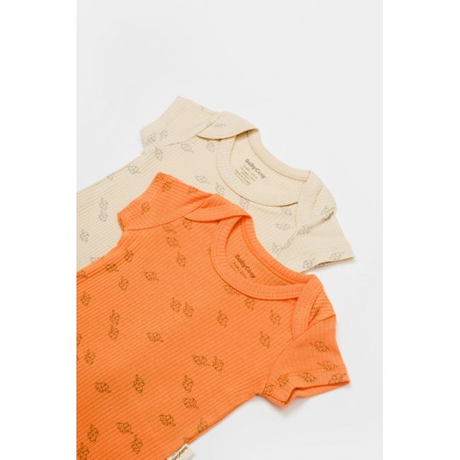 Set 2 body-uri Printed, BabyCosy, 50% modal+50% bumbac, Stone/Apricot (Marime: 9-12 luni) JEMBC-CSYM11217-9