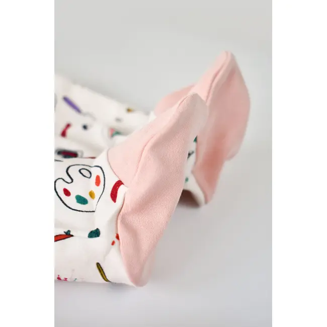 Set 2 salopetele cu maneca lunga si panataloni cu botosei si fermoar - 100%bumbac organic - Portocaliu si Pudra, Baby Cosy (Marime: 9-12 luni) JEMBC-CSY5813-9