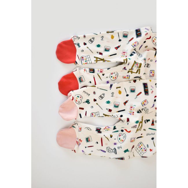 Set 2 salopetele cu maneca lunga si panataloni cu botosei si fermoar - 100%bumbac organic - Portocaliu si Pudra, Baby Cosy (Marime: 9-12 luni) JEMBC-CSY5813-9