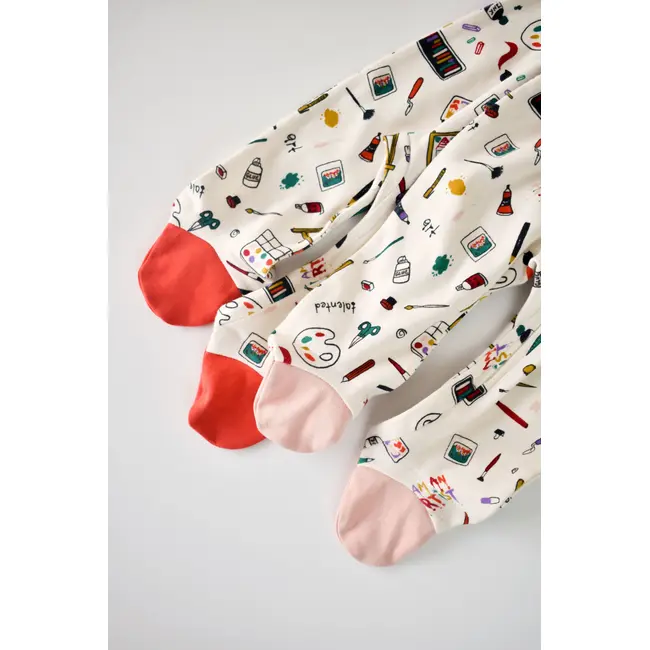 Set 2 salopetele cu maneca lunga si panataloni cu botosei si fermoar - 100%bumbac organic - Portocaliu si Pudra, Baby Cosy (Marime: 9-12 luni) JEMBC-CSY5813-9