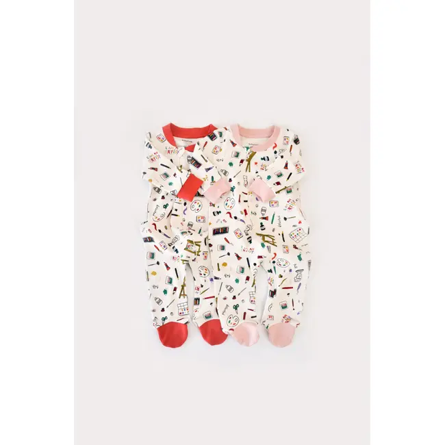 Set 2 salopetele cu maneca lunga si panataloni cu botosei si fermoar - 100%bumbac organic - Portocaliu si Pudra, Baby Cosy (Marime: 9-12 luni) JEMBC-CSY5813-9