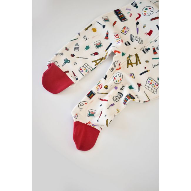 Set 2 salopetele cu maneca lunga si panataloni cu botosei si fermoar - 100%bumbac organic - Rosu si verde, Baby Cosy (Marime: 9-12 luni) JEMBC-CSY5812-9