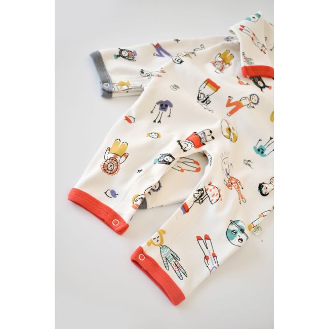 Set 2 salopetele cu maneca lunga si panataloni lungi - 100%bumbac organic - Rosu si Gri, Baby Cosy (Marime: 3-6 Luni) JEMBC-CSY5816-3