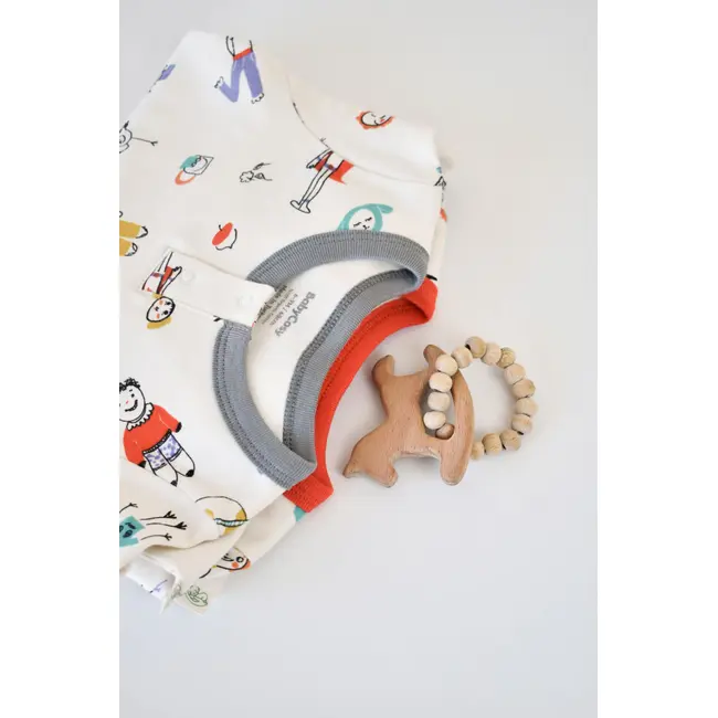 Set 2 salopetele cu maneca lunga si panataloni lungi - 100%bumbac organic - Rosu si Gri, Baby Cosy (Marime: 6-9 luni) JEMBC-CSY5816-6