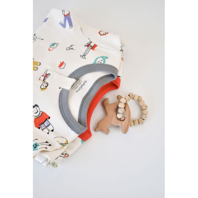 Set 2 salopetele cu maneca lunga si panataloni lungi - 100%bumbac organic - Rosu si Gri, Baby Cosy (Marime: 9-12 luni) JEMBC-CSY5816-9