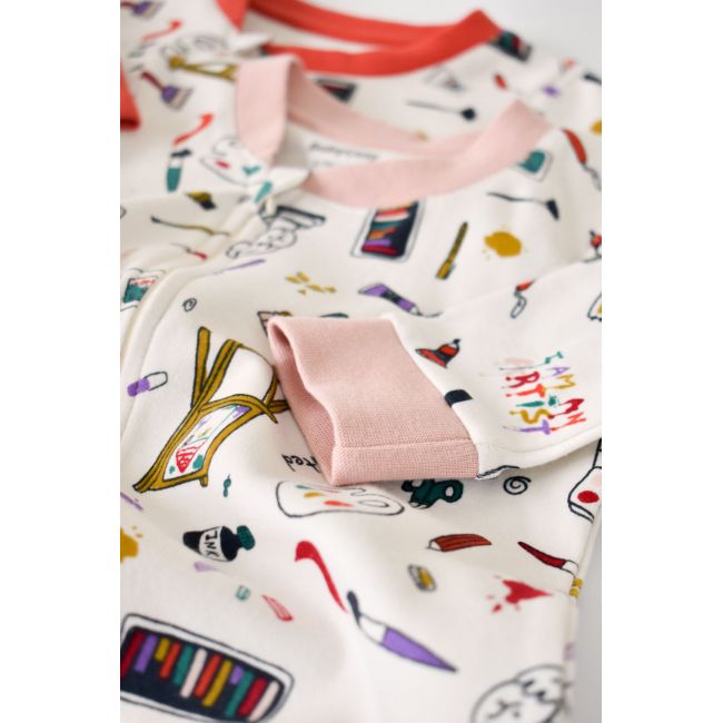 Set 2 salopetele cu maneca lunga si panataloni lungi cu fermoar - 100%bumbac organic - Portocaliu si Pudra, Baby Cosy (Marime: 3-6 Luni) JEMBC-CSY5810-3