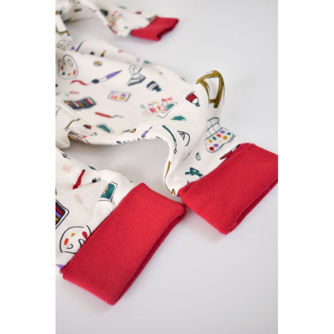Set 2 salopetele cu maneca lunga si panataloni lungi cu fermoar - 100%bumbac organic - Rosu si Verde, Baby Cosy (Marime: 6-9 luni) JEMBC-CSY5809-6