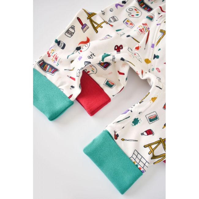 Set 2 salopetele cu maneca lunga si panataloni lungi cu fermoar - 100%bumbac organic - Rosu si Verde, Baby Cosy (Marime: 6-9 luni) JEMBC-CSY5809-6