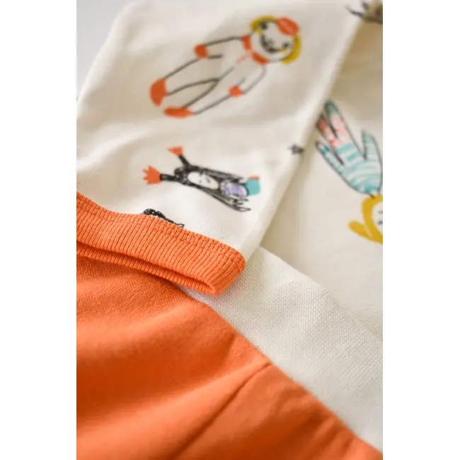 Set bluzita cu maneca lunga si panataloni lungi, 100% bumbac organic, BabyCosy, Portocaliu (Marime: 18-24 Luni) JEMBC-CSY2007-18