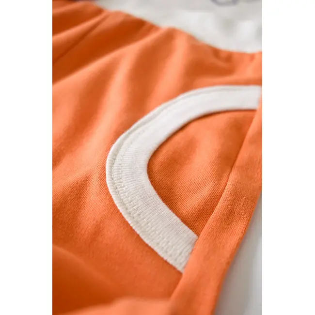 Set bluzita cu maneca lunga si panataloni lungi, 100% bumbac organic, BabyCosy, Portocaliu (Marime: 18-24 Luni) JEMBC-CSY2007-18