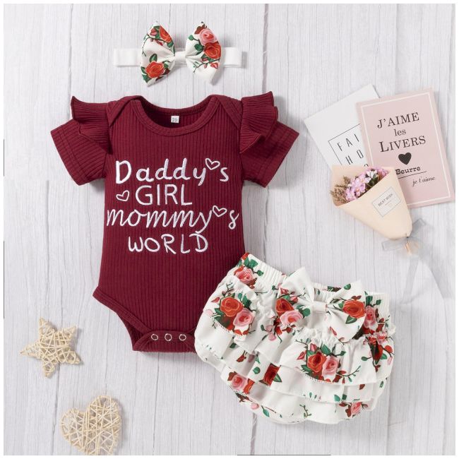 Costumas cu body visiniu si pantaloni scurti - Flower MD202303138-R2