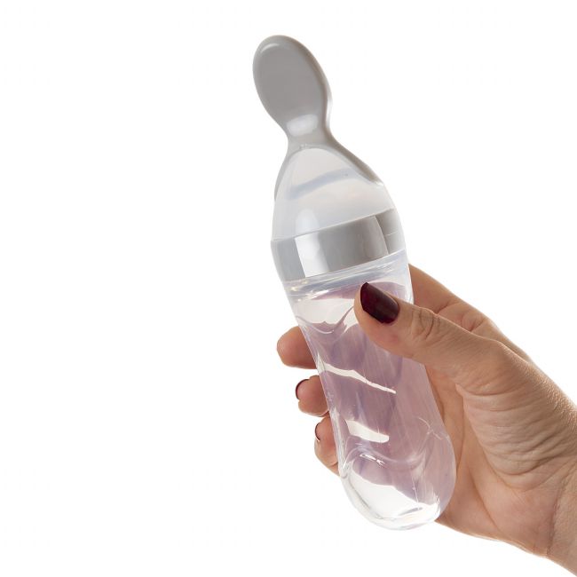 Lingurita cu rezervor pentru bebelusi, BabyJem, cu capac protectie, 90 ml (Culoare: Albastru) JEMbj_8062