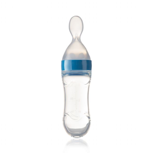 Lingurita cu rezervor pentru bebelusi, BabyJem, cu capac protectie, 90 ml (Culoare: Albastru) JEMbj_8062
