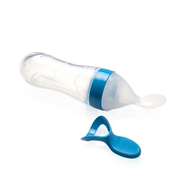 Lingurita cu rezervor pentru bebelusi, BabyJem, cu capac protectie, 90 ml (Culoare: Albastru) JEMbj_8062
