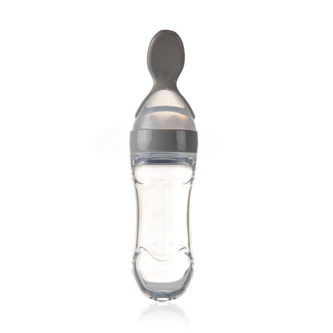 Lingurita cu rezervor pentru bebelusi, BabyJem, cu capac protectie, 90 ml (Culoare: Gri) JEMbj_8061