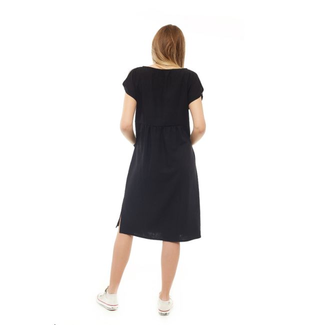 Qmini - Rochie pentru gravide si pentru alaptare, XXL/XXXL, Din in si poliester, Confortabila si lejera, Black BYNQM_4522_XXL/XXXL