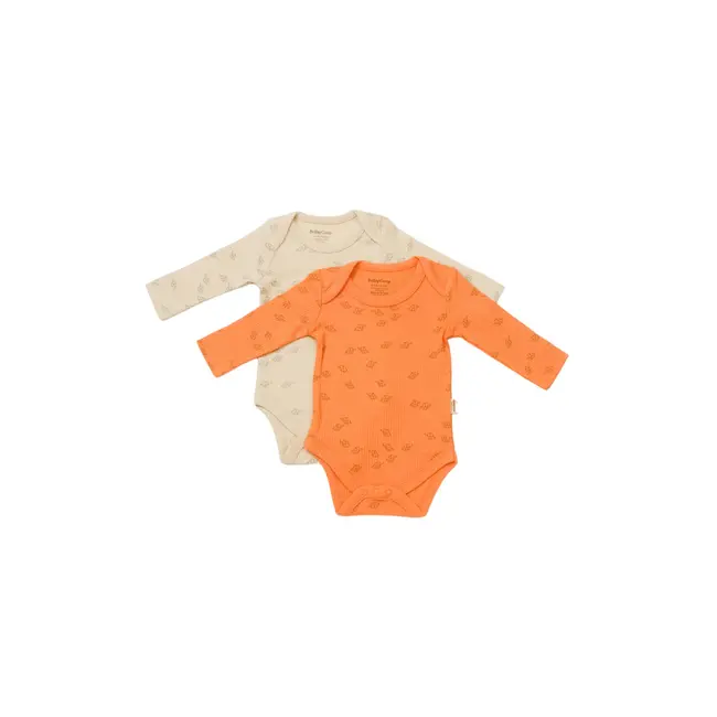 Set 2 body-uri cu maneca lunga Printed, BabyCosy, 50% modal+50% bumbac, Stone/Apricot (Marime: 12-18 Luni) JEMBC-CSYM11317-12