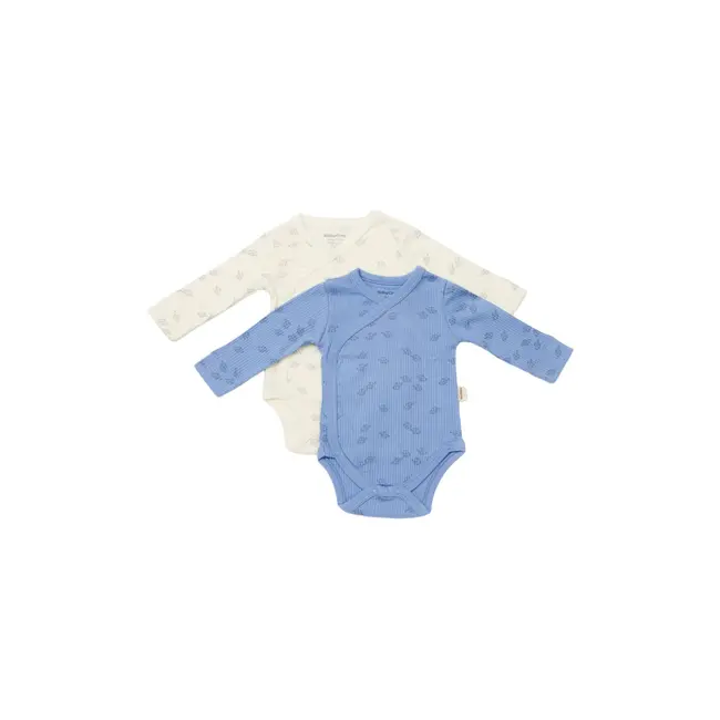Set 2 body-uri petrecute Printed, BabyCosy, 50% modal+50% bumbac, Ecru/Lavanda (Marime: 3-6 Luni) JEMBC-CSYM11318-3