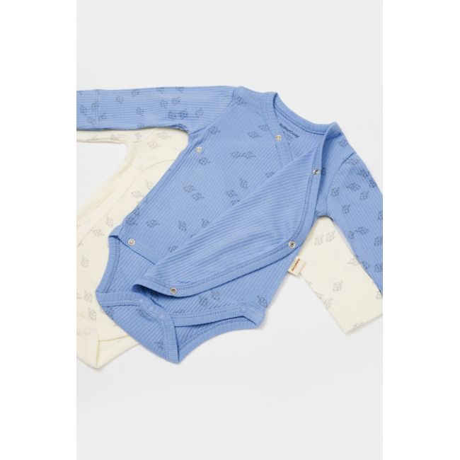 Set 2 body-uri petrecute Printed, BabyCosy, 50% modal+50% bumbac, Ecru/Lavanda (Marime: 3-6 Luni) JEMBC-CSYM11318-3