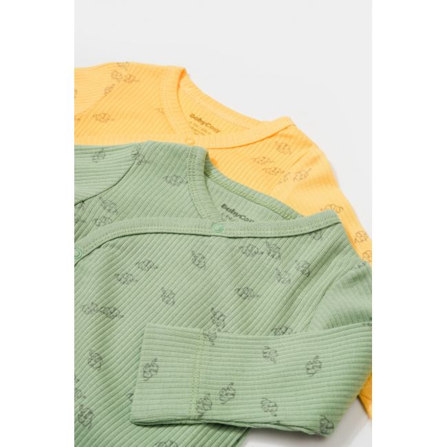 Set 2 body-uri petrecute Printed, BabyCosy, 50% modal+50% bumbac, Lamaie/Verde (Marime: 3-6 Luni) JEMBC-CSYM11319-3