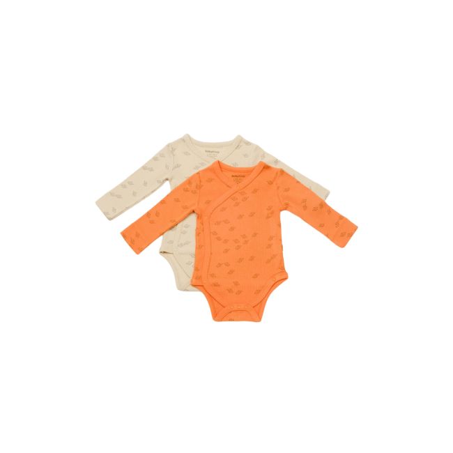 Set 2 body-uri petrecute Printed, BabyCosy, 50% modal+50% bumbac, Stone/Apricot (Marime: 0-3 Luni) JEMBC-CSYM11320-0