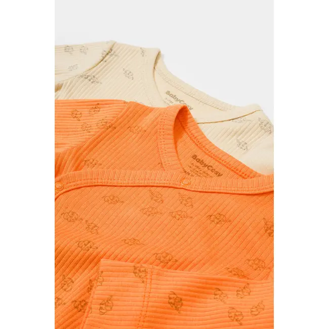 Set 2 body-uri petrecute Printed, BabyCosy, 50% modal+50% bumbac, Stone/Apricot (Marime: 6-9 luni) JEMBC-CSYM11320-6